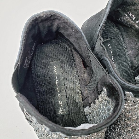 Steven by Steve Madden Enda Women’s Cross Knit Metallic Silver & Black Booties 8 - Picture 10 of 10